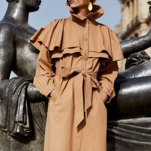 Mille Renata Trench in Almond tan 100% cotton size medium resortwear luxury